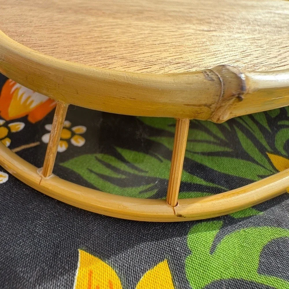 Woven Rattan Serving Tray Natural Straw Color Boho Vintage Styling (6 Available)
